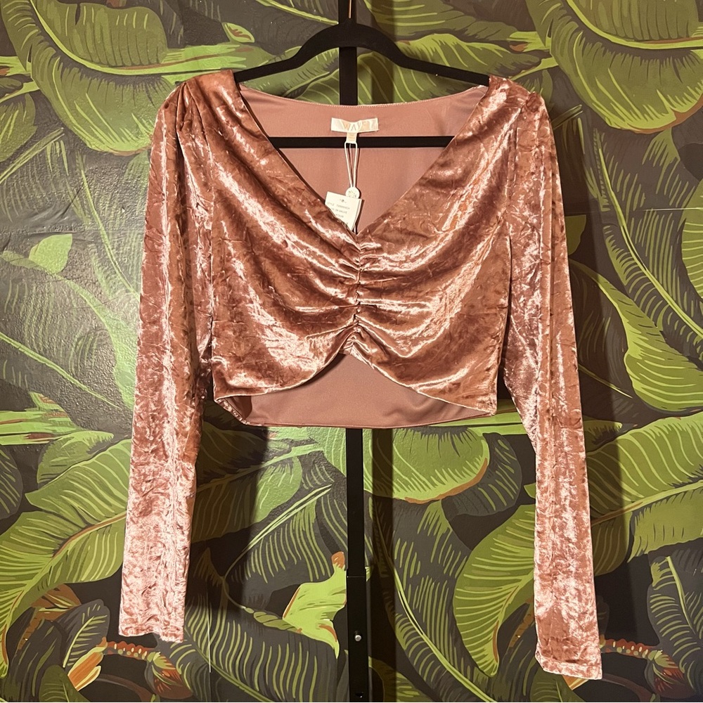 long sleeve velvet crop top.